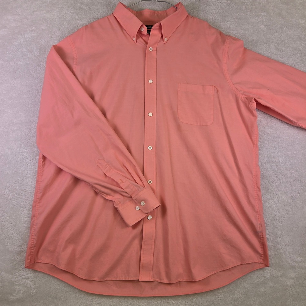 Croft & Barrow Mens Salmon Pink Easy Care Button Down Shirt 18.5 36/37 4006